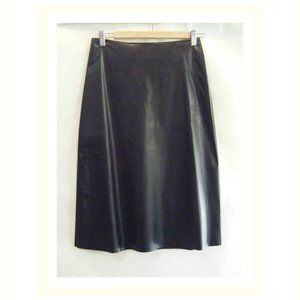 Black Pleather Midi Length A-Line Skirt Size Small